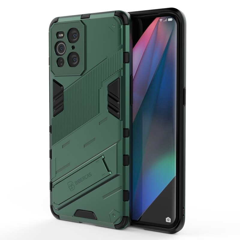 เคส OPPO Find X3 Pro #เคสฝาหลังพลาสติก ไฮบริด TPU + Kickstand