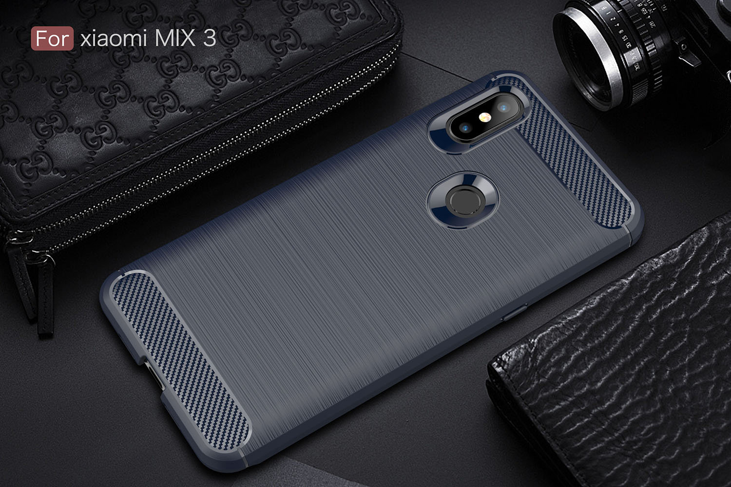 Case Xiaomi Mi Mix 3 #เคสฝาหลัง TPU นิ่มคาร์บอนไฟเบอร์ผิวแบบขัดแปรง