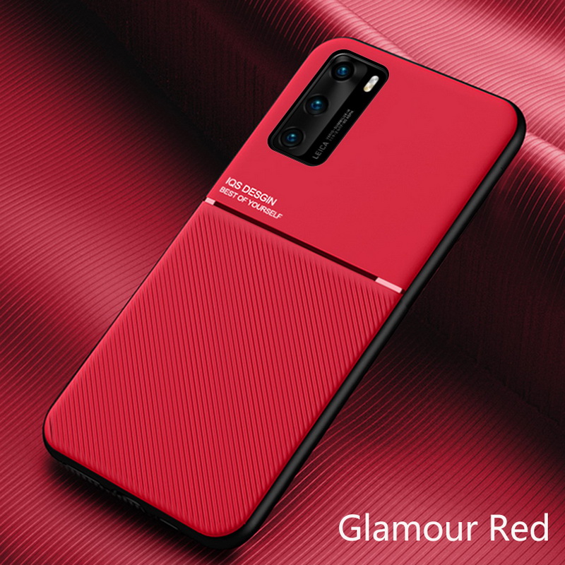 เคส Huawei P40 #เคสแบบฝาหลัง TPU เคลือบหนัง PU สไตล์ธุรกิจที่เรียบง่ายมีแผ่นเหล็กในตัว Minimalist Business Style Leather Coated TPU Built-in metal magnetic plate