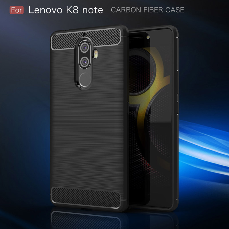 Case Lenovo K8 Note #เคสฝาหลัง TPU นิ่มตกแต่งคาร์บอนไฟเบอร์ผิวแปรงกันรอยนิ้วมือสีสันสวยงาม