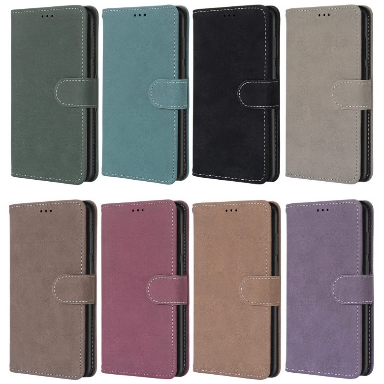 Case Samsung Galaxy A71 5G SM-A716F #เคสฝาพับหนัง PU ปกหนังสไตล์วินเทจผิวด้านแถบปิดแม่เหล็ก Vintage Matte Flip PU Leather Cover Magnetic Buckle Wallet Case Card Holder