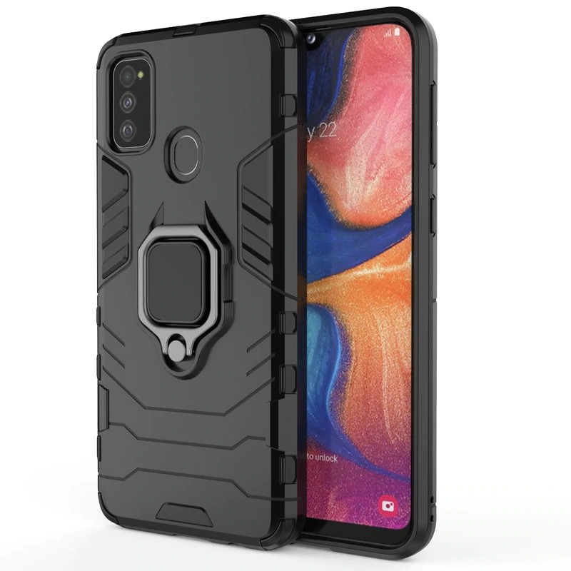 Case Samsung Galaxy M21 #เคสฝาหลังพลาสติกแข็ง +TPU Hybrid Case มีแหวนสวมนิ้วโลหะ