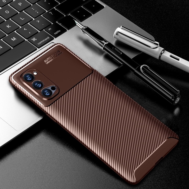 Case OPPO Reno 4 Pro 5G#เคสฝาหลังนิ่ม Carbon Fiber Anti-drop TPU Protection