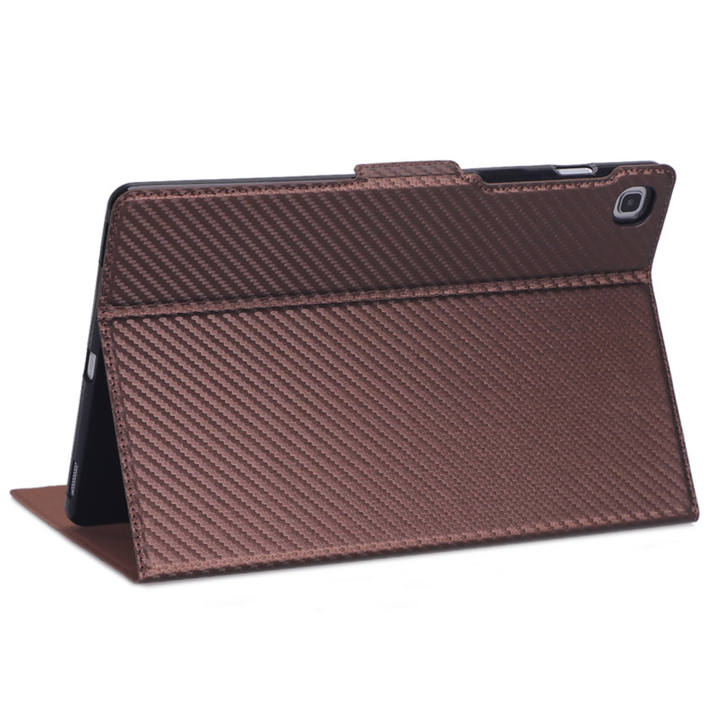 Case Samsung Galaxy Tab S5e SM-T720 #เคสฝาพับลาย Carbon Fiber Texture Magnetic Leather Shell มีช่องใส่การ์ด