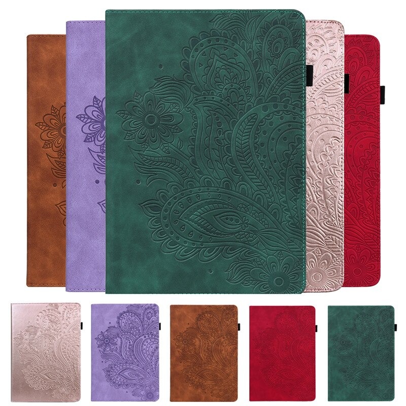 เคส Samsung Galaxy Tab S8, SM-X700, SM-X706, 11 นิ้ว #เคสแบบฝาพับหนัง PU พิมพ์ลาย 3D Flower Embossed Tablet Flip Stand Soft TPU Back