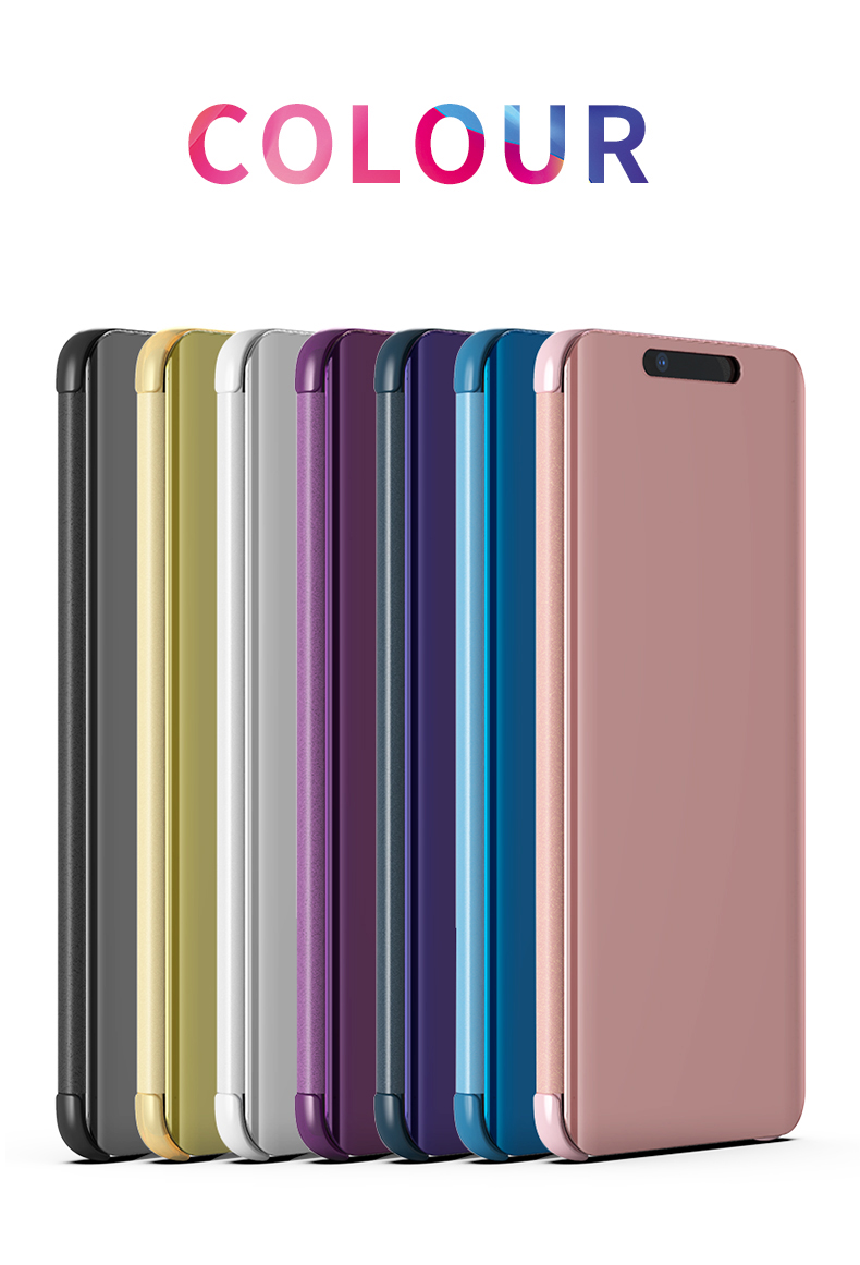 Case Huawei Mate 20 Pro (พร้อมส่ง) #เคสฝาพับปกโปร่งแสงผิวเงา Electroplating Mirror Surface สำหรับWindow View สีโรสโกลด์