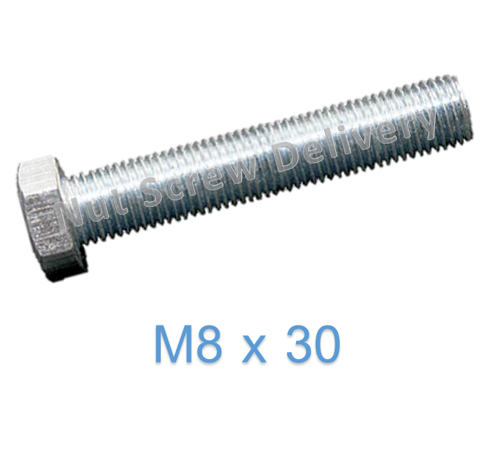 สกรูหัวเหลี่ยมมิลขาว M8 x 30