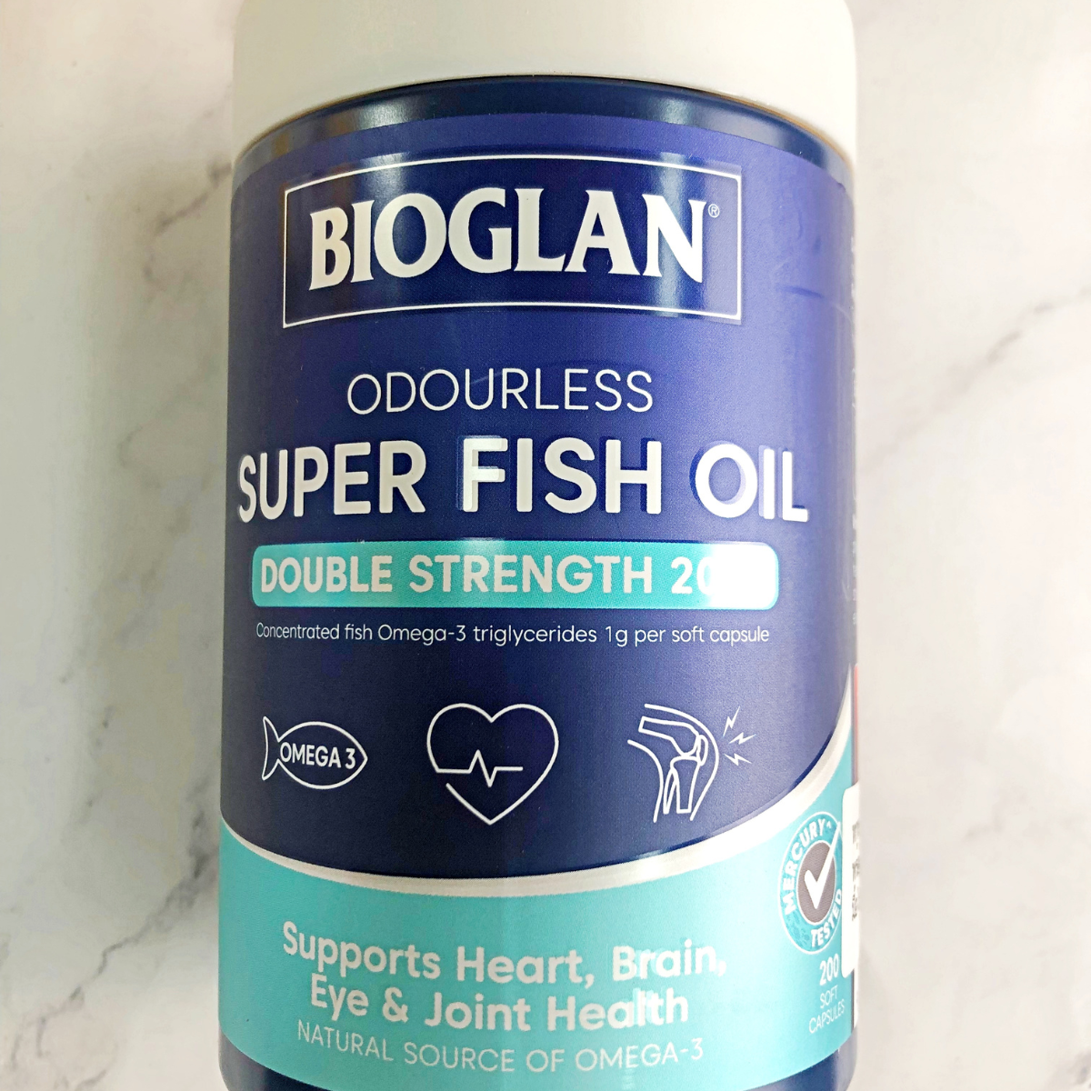 Bioglan Odourless Super Fish Oil Double Strength 200 Soft Capsules Bioglan น้ำมันปลาโอเมก้า 3 เข้มข้น ไร้กลิ่น
