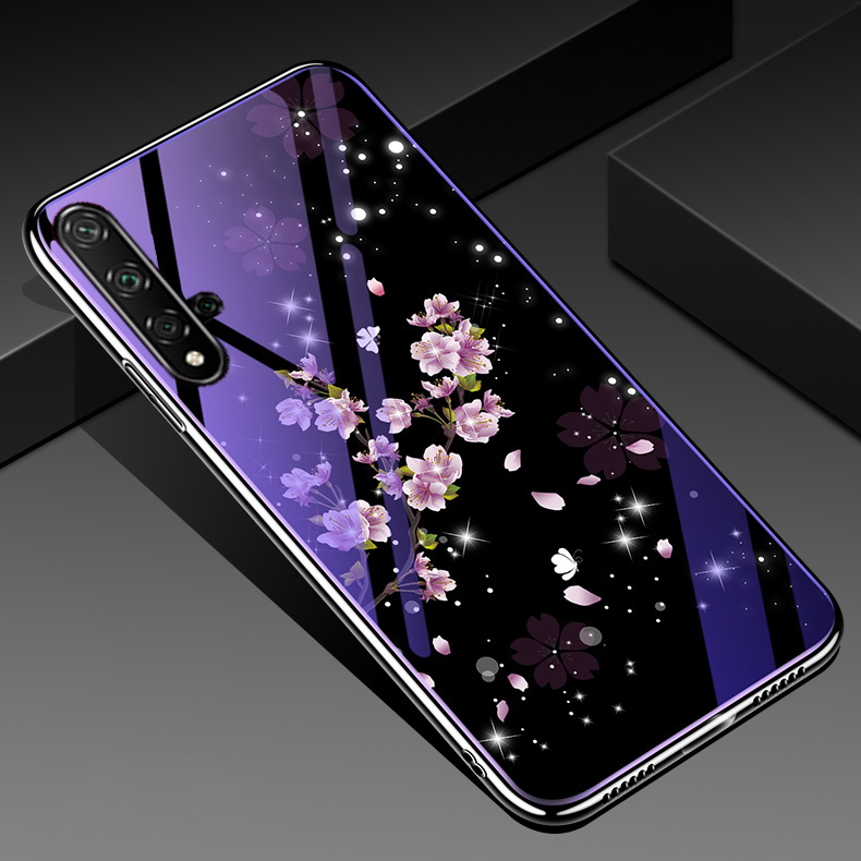 เคส Huawei nova 5T #เคสฝาหลังไฮบริดขอบเงา Electroplated TPU Soft Frame + Blue-ray Tempered Glass + PC