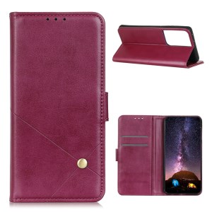 Case Samsung Galaxy S21 Ultra 5G#เคสฝาพับหนัง PU แบบกระเป๋าสตางค์ Rivet Decor PU Leather Wallet Stand Phone Cover