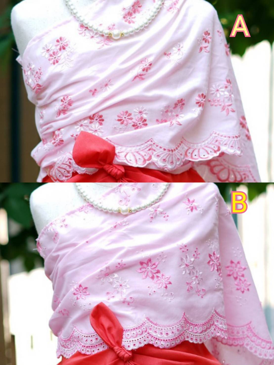 ชุดไทยเด็ก สไบลายดอกไม้กับโจงจับจีบ