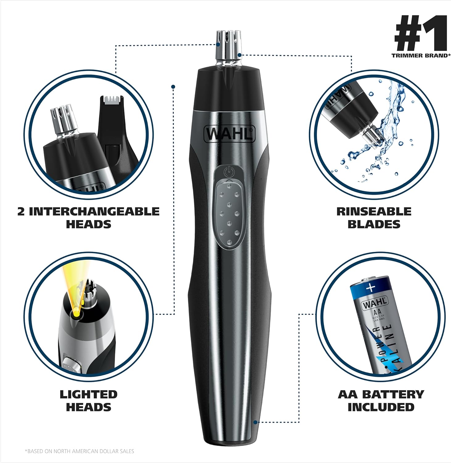 (Pre Order) Wahl® Lighted Ear Nose & Brow Trimmer Clipper Electric Groomer Model 5546-200 เครื่องตัดขนหู จมูก คิ้ว และขนบนใบหน้า