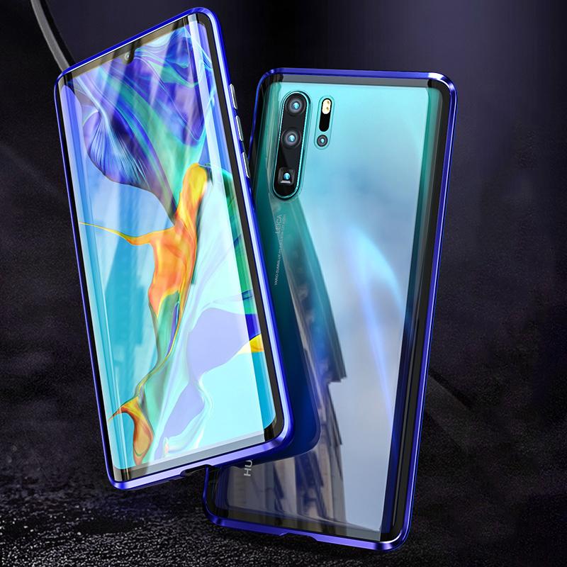 เคส Huawei P30 Pro #เคสกรอบโลหะติดแม่เหล็ก + กระจกนิรภัย Shock-proof Magnetic Installation Metal Frame + Tempered Glass Alll-round Protective