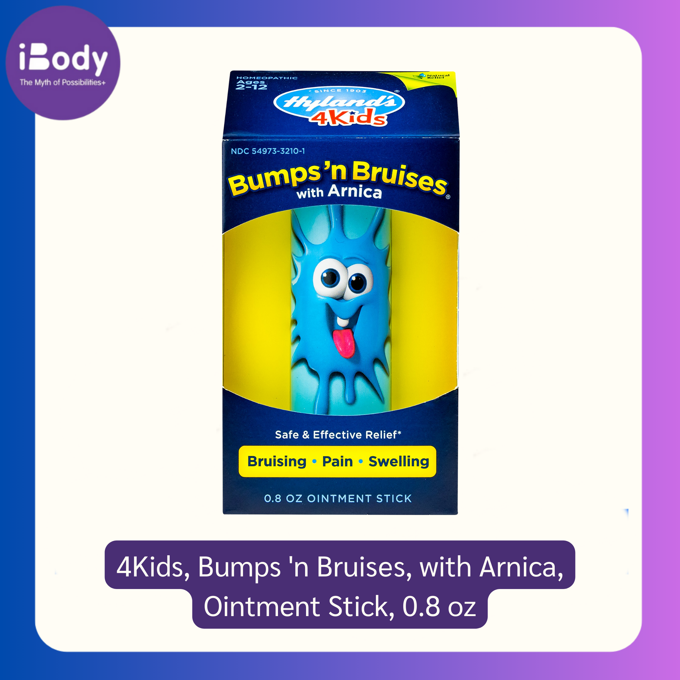 Natural Relief® Hyland's, 4Kids, Bumps'n Bruises, with Arnica, Ointment Stick, 0.8oz ทาลดอาการบวม แก้ฟกช้ำ