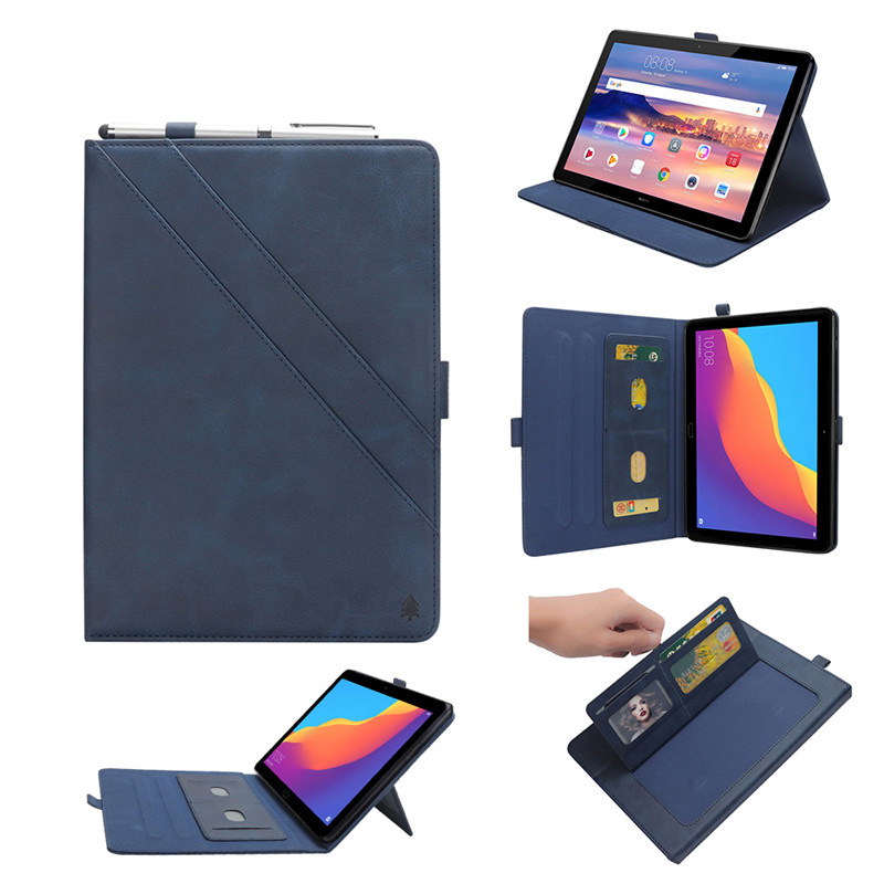 Case Huawei MediaPad T5 10 #เคสฝาพับหนัง PU ช่องเสียบการ์ดภายนอกและภายใน Flip Card Slots Stand Leather