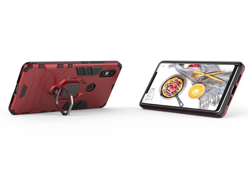 เคส Xiaomi Redmi Note 6 Pro #เคสฝาหลังพลาสติกแข็ง +TPU Hybrid Case มีแหวนสวมนิ้วโลหะ