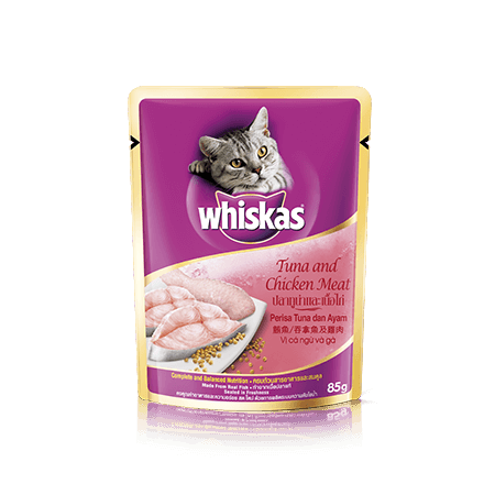 Whiskas(วิสกัส) เปียกซองรสทูน่าเนื้อไก่ 85g