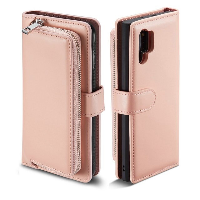 Case Samsung Galaxy Note 10+ #เคสหนังฝาพับสไตล์กระเป๋าสตางค์มีช่องซิบ PU Wallet Split Leather 2 in 1 Card Slot + Money slot + Magnetic Separable Shell