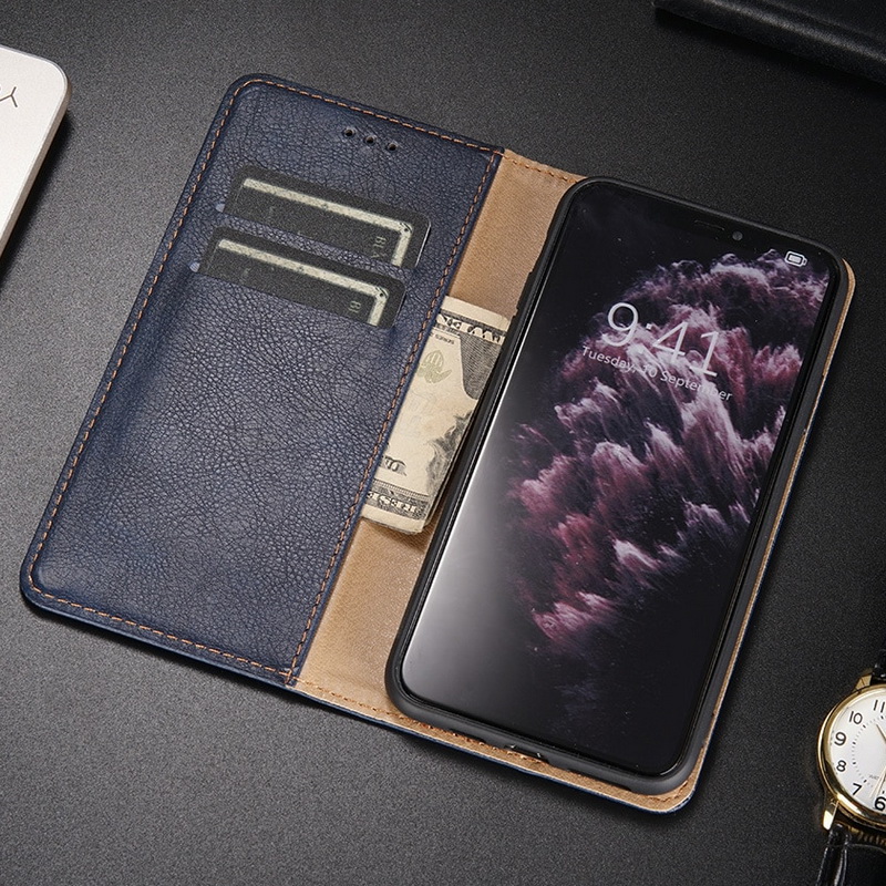 Case OPPO Reno 5 Pro 5G #เคสฝาพับหนัง PU มีช่องเสียบบัตร ฝาปิดแม่เหล็กดูดซับอัตโนมัติ
