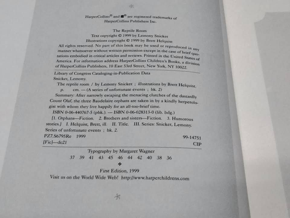 THE REPTILE ROOM (เล่มที่ 2) A SERIES OF UNFORTUNATE EVENTS ฉบับภาษาอังกฤษ