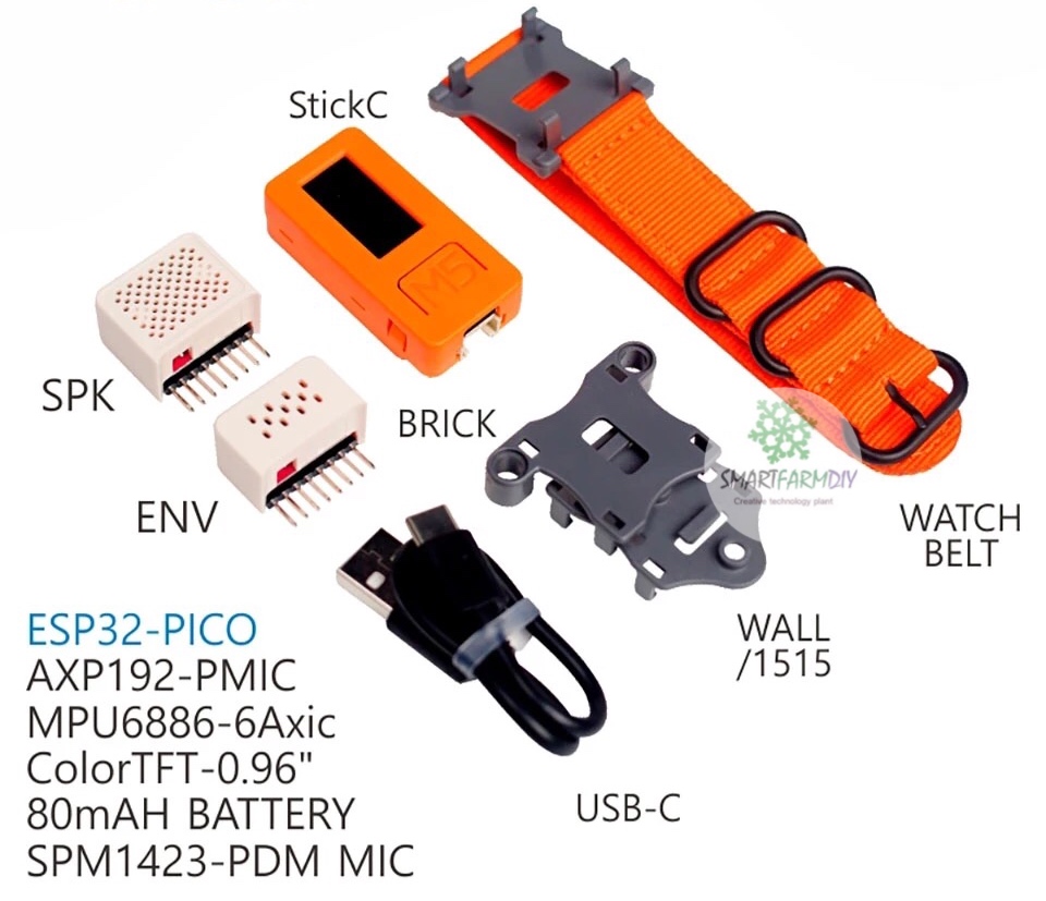 บอรด์ M5stack Stick C + Set Contains SPK + Env Hat ESP32 Development Kit TFT Screen