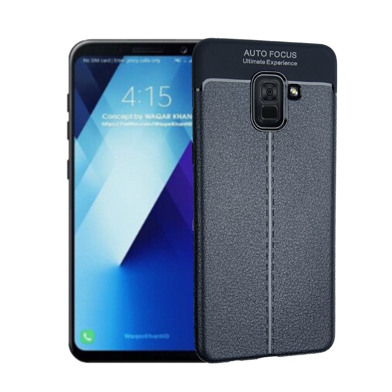 Case Samsung A8+ (2018) #เคสฝาหลัง TPU นิ่ม ANGIBABE Slim Litchi Grain สีสันสวยงาม