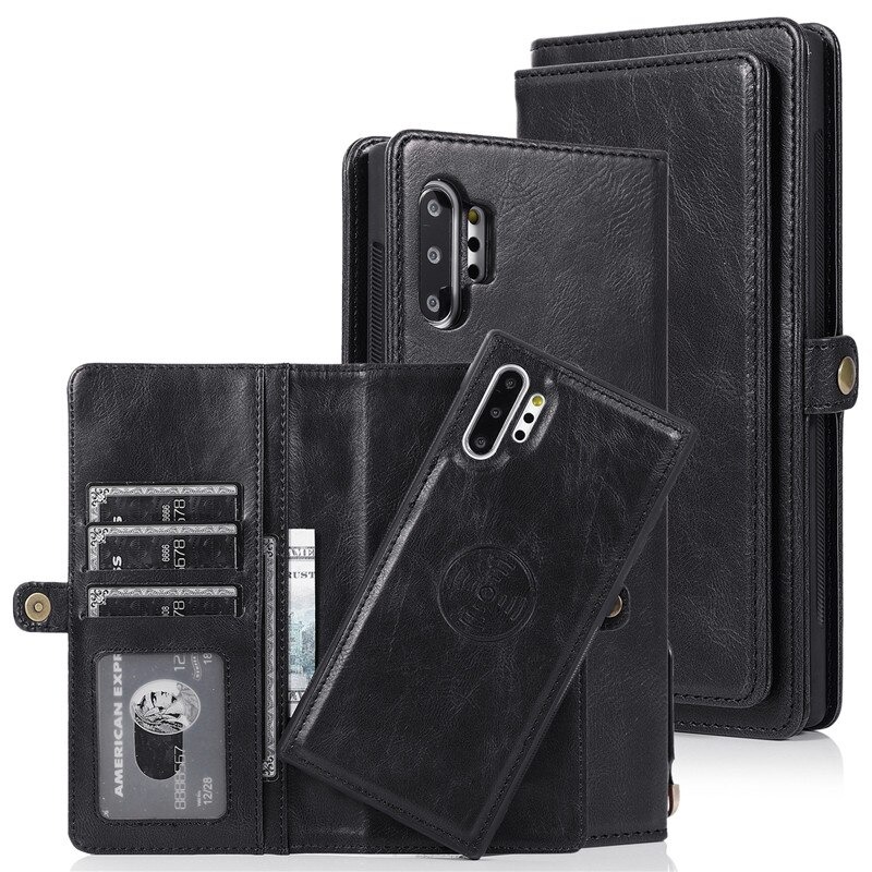 เคส Samsung Galaxy Note 10+ #เคสหนังฝาพับสไตล์กระเป๋าสตางค์ PU Wallet Split Leather 2 in 1 Card Slot + Money slot + Magnetic Separable Shell