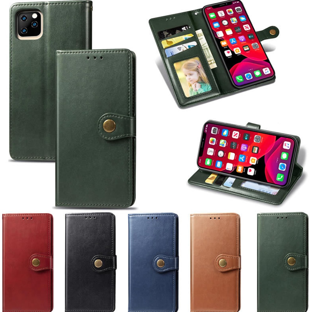 Case iPhone 11 6.1 inch #เคสฝาพับแถบปิดแม่เหล็กพับตั้งได้ Magnetic Closure Wallet Lanyard Leather