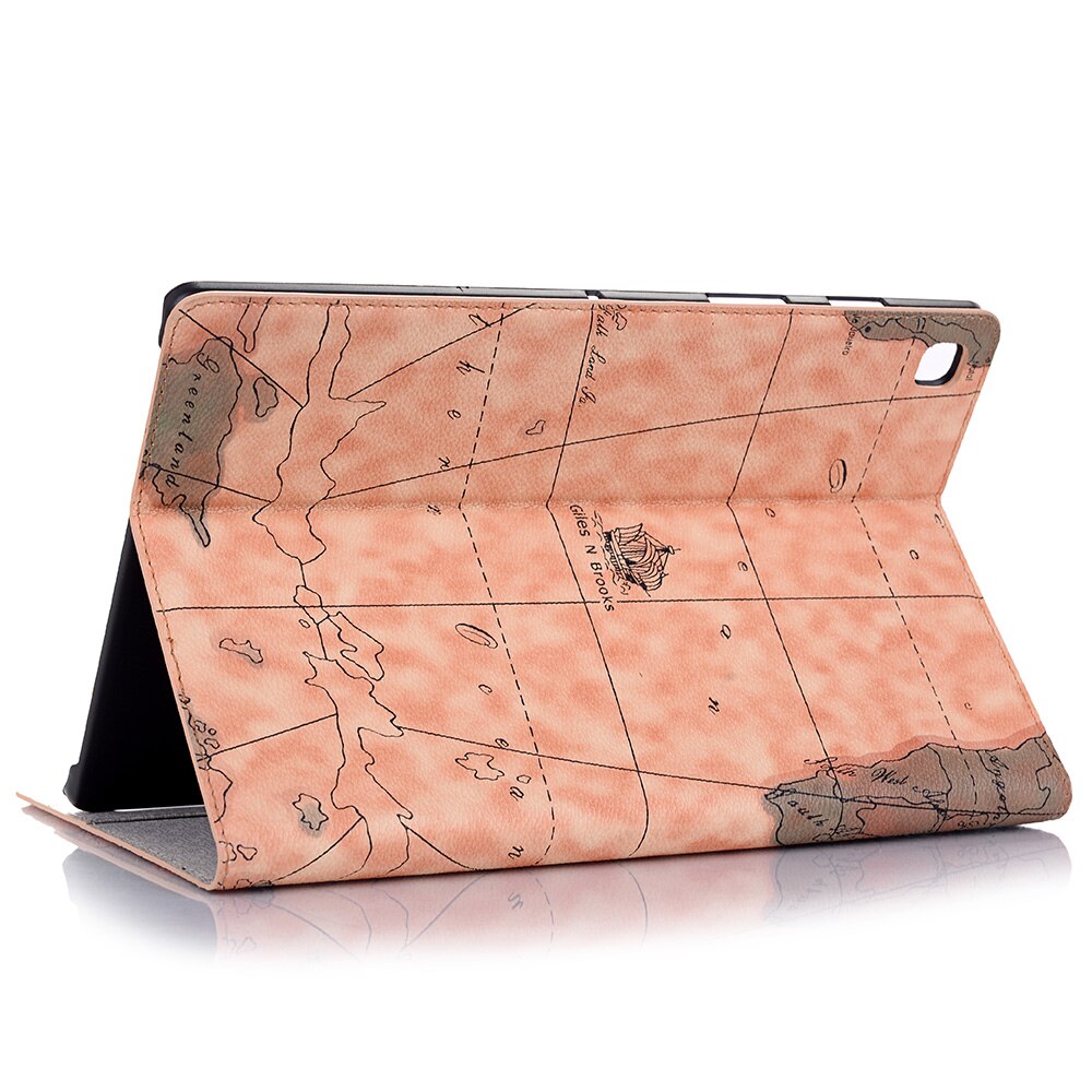 Case Samsung Galaxy Tab S6 Lite 10.4 SM-P610 P615 P617 #เคสฝาพับหนัง PU พิมพ์รูปแบบแผนที่ Map Pattern Stand Wallet Leather