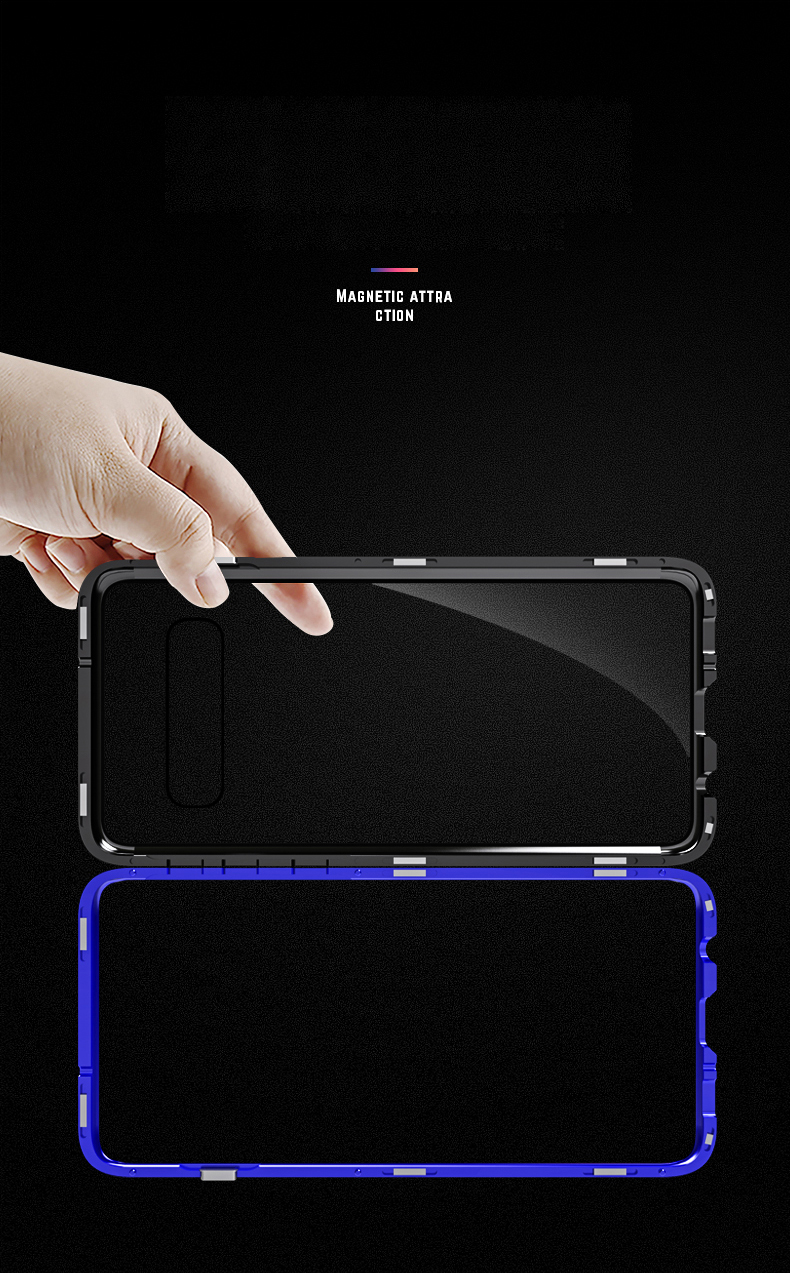 Case Samsung Galaxy S10 #เคสแบบฝาหลังกรอบโลหะแม่เหล็ก + กระจกหลัง
