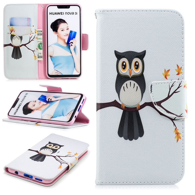 เคส Huawei nova 3i #เคสฝาพับสไตล์กระเป๋าสตางค์พิมพ์ลายสวยๆ Pattern Printing Magnetic Leather