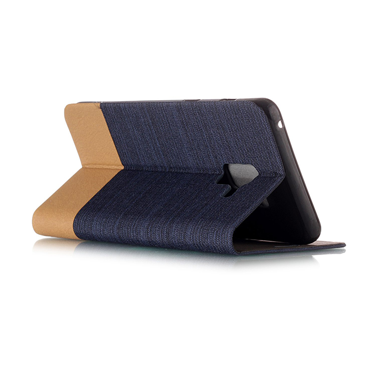 เคส Samsung Galaxy A8+(2018) #เคสฝาพับหนัง PU Canvas Leather Coated PC Case #เคสคุณภาพดีราคาถูก