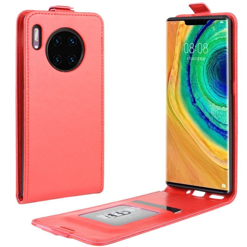 เคส Huawei Mate 30 Pro #เคสฝาพับแนวตั้งหนัง PU ผิวหนังม้า Crazy Horse Skin Leather