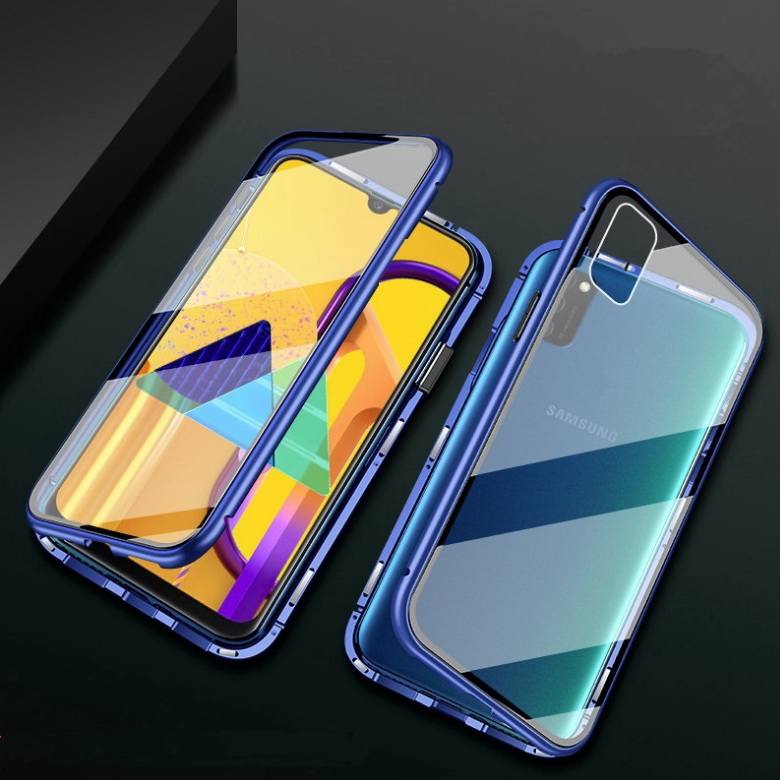 เคส Samsung Galaxy A51 #เคสฝาครอบกระจกขอบโลหะดูดซับแม่เหล็ก Fully Protection Magnetic Adsorption Glass Metal Phone Protective