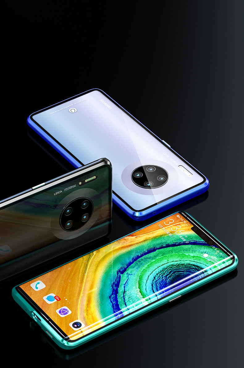 เคส Huawei Mate 30 Pro #เคสฝาครอบกระจกขอบโลหะดูดซับแม่เหล็ก Fully Protection Magnetic Adsorption Glass Metal Phone Protective