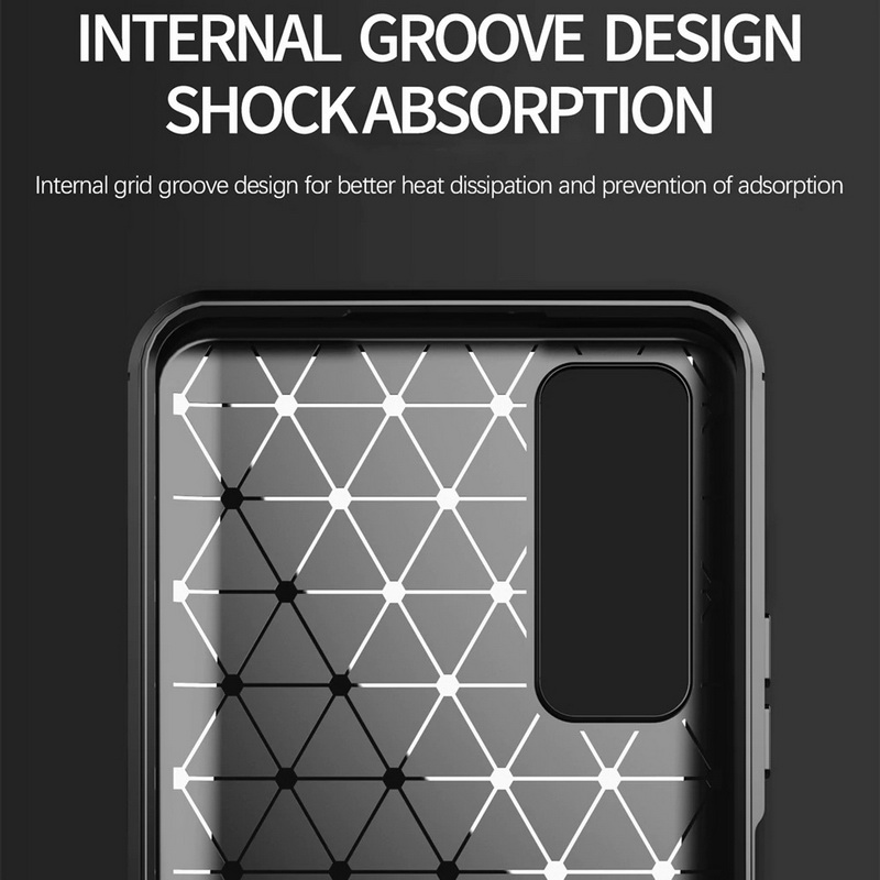 Case Huawei Y7a #เคสฝาหลังตกแต่งคาร์บอนไฟเบอร์ ผิวขัดแปรง Brushered TPU Back Case