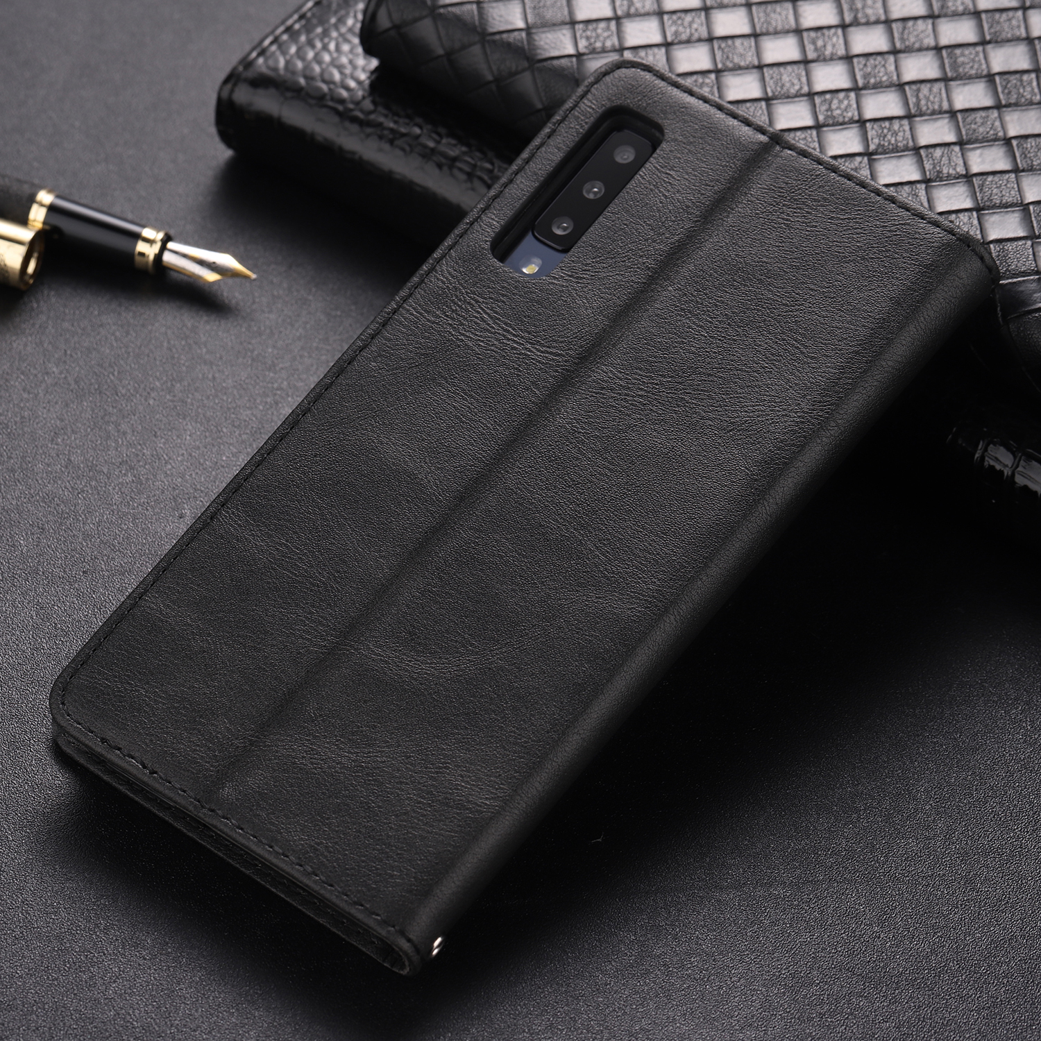 Case Samsung Galaxy A7 (2018) #เคสฝาพับ AZNS หนัง PU สไตล์ Retro เคสคุณภาพดีราคาถูก