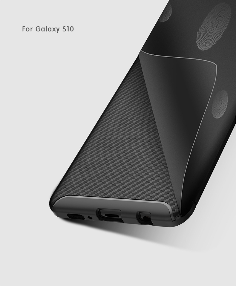 Case Samsung Galaxy S10 #เคสฝาหลังนิ่ม Carbon Fiber Drop Resistant TPU