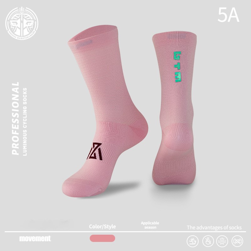 ถุงเท้าวิ่งครึ่งแข้ง ถุงเท้าเรืองแสง สำหรับวิ่งมาราธอน หนานุ่มใส่สบายระบายอากาศดี เรืองแสงในที่มืด (N05)