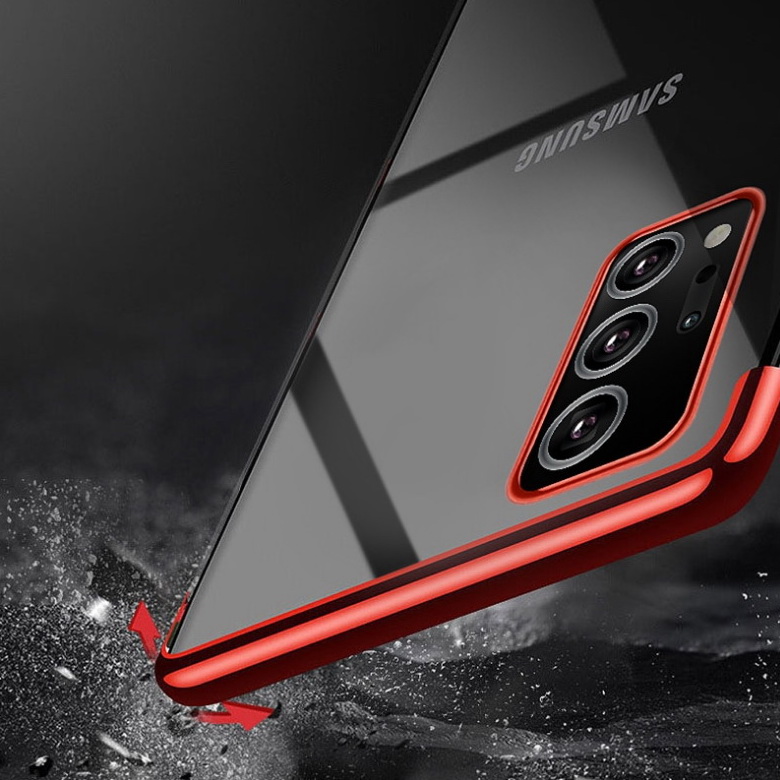 Case Samsung Galaxy Note 20 / Note 20 5G #เคสฝาหลังใสขอบเงา Luxury Soft Silicone Transparent Plating Cover