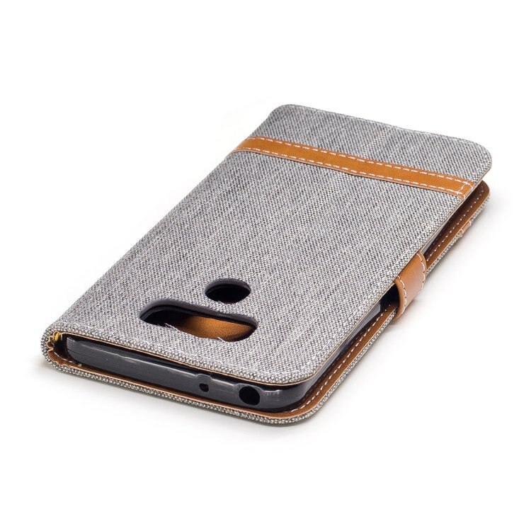 Case LG G6 #เคสฝาพับหนัง PU พร้อมสายคล้องมือ สีสันสดใส Splicing Jean Cloth PU Leather
