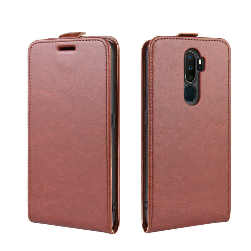 เคส Oppo A9 2020/A5 (2020) #เคสฝาพับแนวตั้งหนัง PU ผิวหนังม้า Crazy Horse Skin Leather
