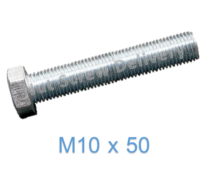 สกรูหัวเหลี่ยมมิลขาว M10 x 50 (เกลียว 1.25)