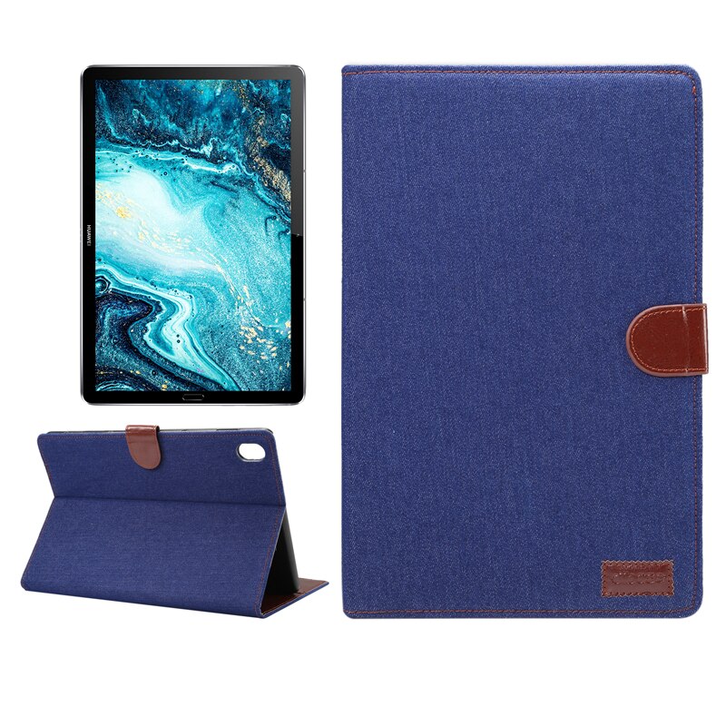 Case Huawei MediaPad M6 (10.8 inch) #เคสฝาพับหนัง PU ผิวยีนส์พับตั้งได้ Jeans Cloth Leather Wallet