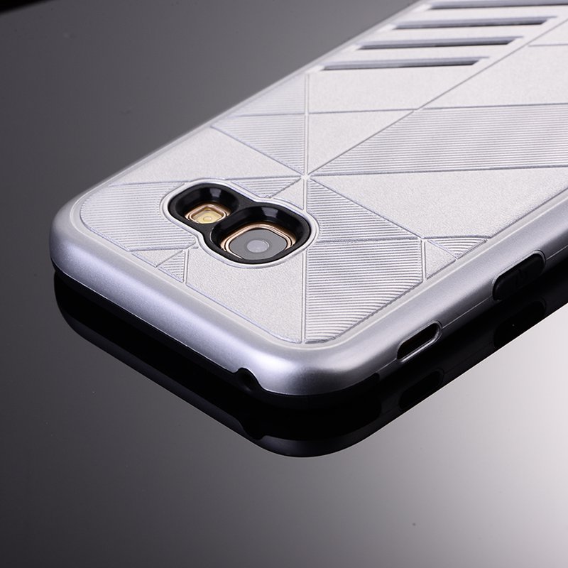 เคส Samsung Galaxy A7 2017 #เคสชุดหุ้มเกราะ Plastic+TPU Hybrid - สีเงิน #พร้อมส่ง