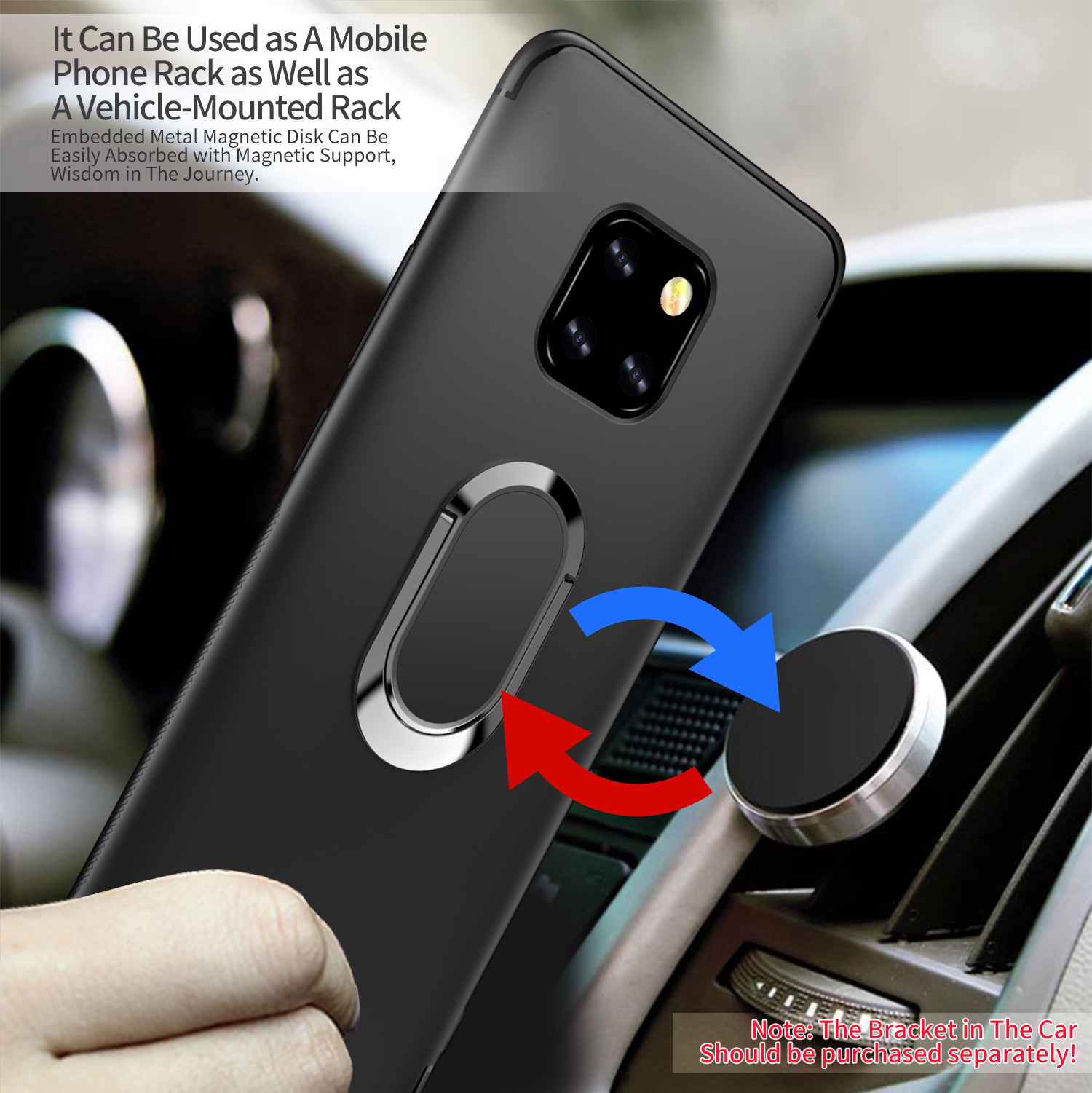 Case Huawei Mate 20 Pro #เคสฝาหลัง TPU มีแหวนสวมนิ้ว Magnetic Finger Ring Kickstand Matte TPU Cover