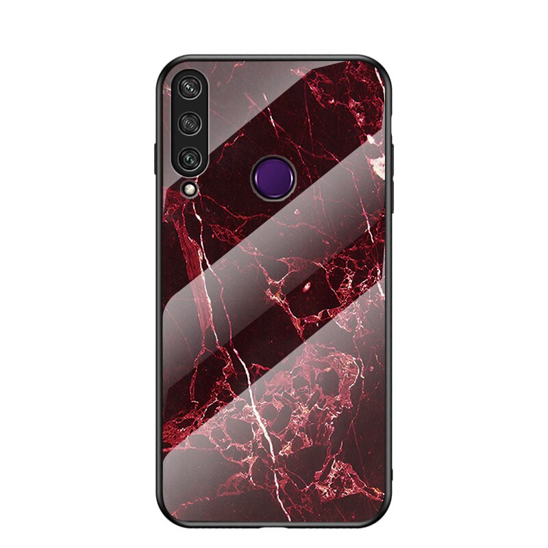 เคส Huawei Y7p #เคสฝาหลัง Gradient Color ลายหินอ่อน Glass + PC + TPU Hybrid Case