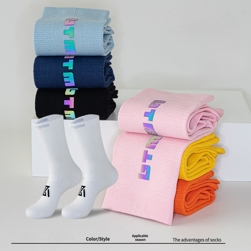 ถุงเท้าวิ่งครึ่งแข้ง ถุงเท้าเรืองแสง สำหรับวิ่งมาราธอน หนานุ่มใส่สบายระบายอากาศดี เรืองแสงในที่มืด (N05)