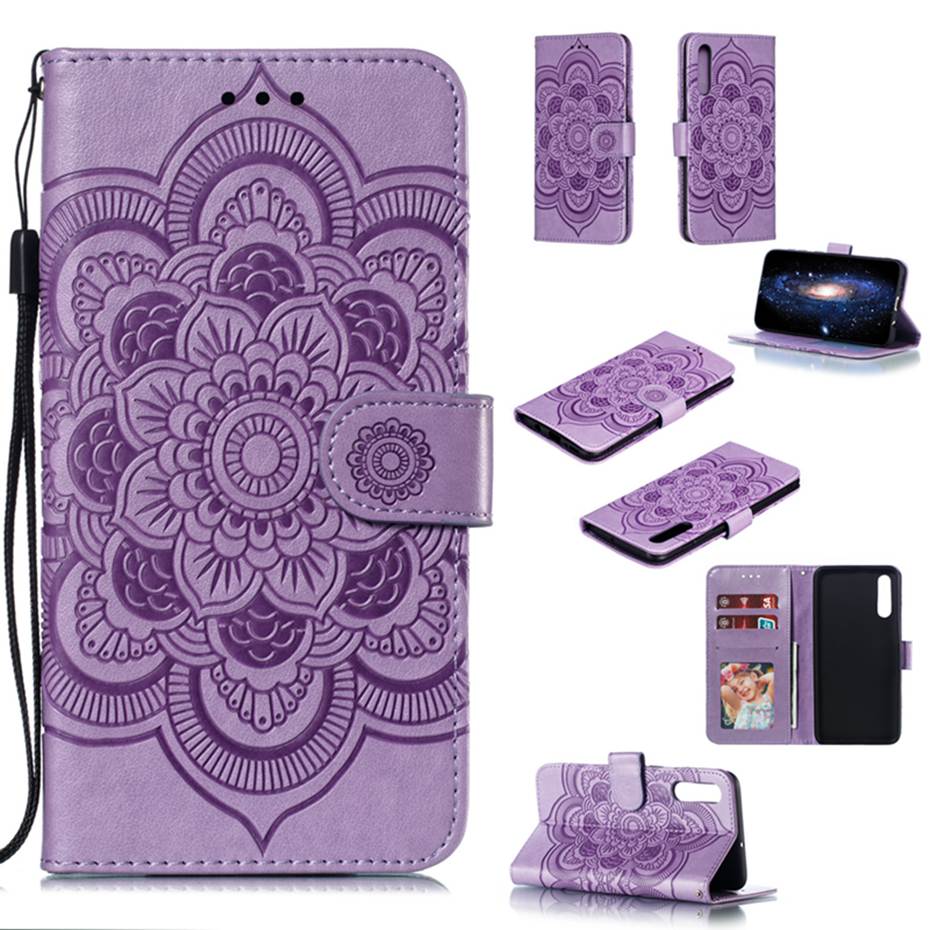 Case Xiaomi Mi 9 SE #เคสฝาพับหนัง PU ปั้มลาย Imprint Mandala Flower