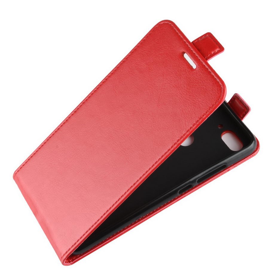 Case Xiaomi Mi 8 Lite #เคสฝาพับหนัง PU Crazy Horse แนวตั้ง พร้อมช่องเสียบการ์ด